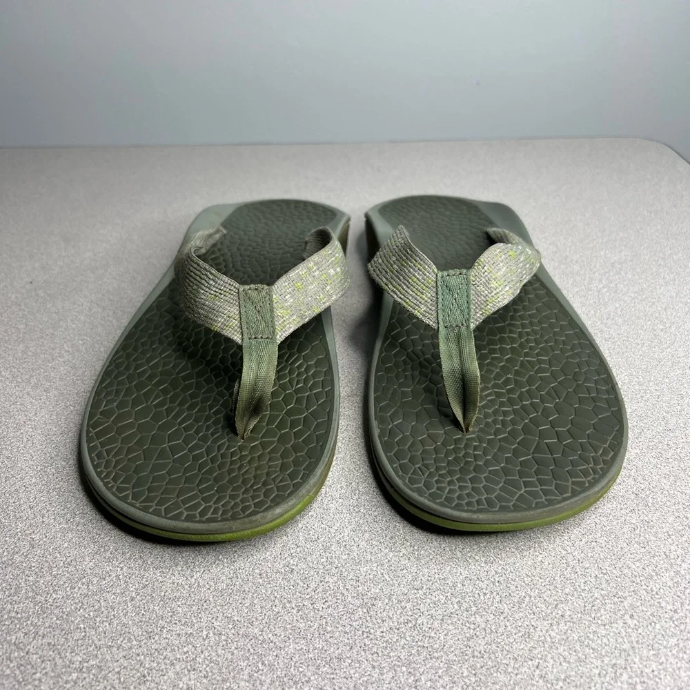 CHACO Gray Green Thongs Slides Sandals Flats Casual Shoes sz 13